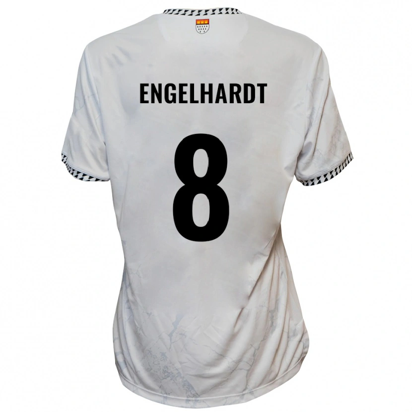 Danxen Mænd Florian Engelhardt #8 Hvid Sort Udebane Spillertrøjer 2025/26 Trøje T-Shirt