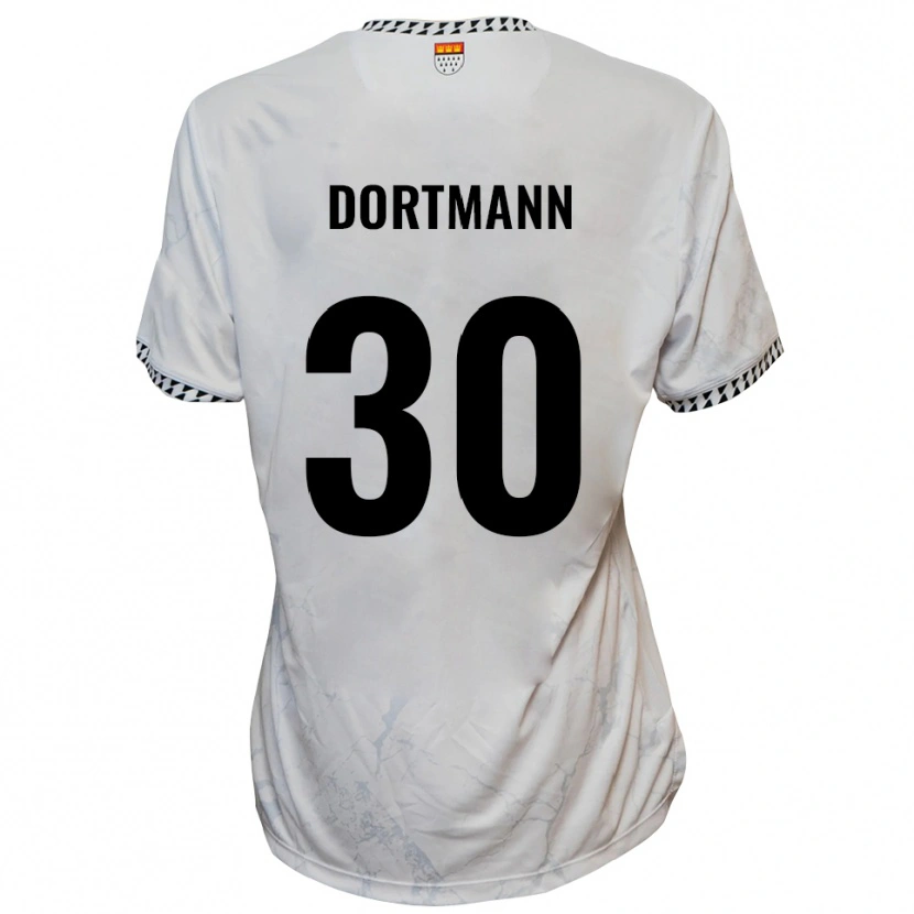 Danxen Mænd Niklas Dortmann #30 Hvid Sort Udebane Spillertrøjer 2025/26 Trøje T-Shirt