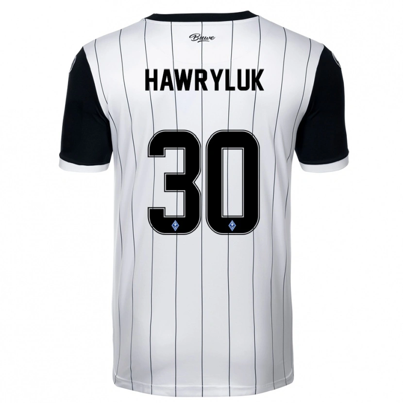 Danxen Mænd Lucien Hawryluk #30 Hvid Sort Udebane Spillertrøjer 2025/26 Trøje T-Shirt