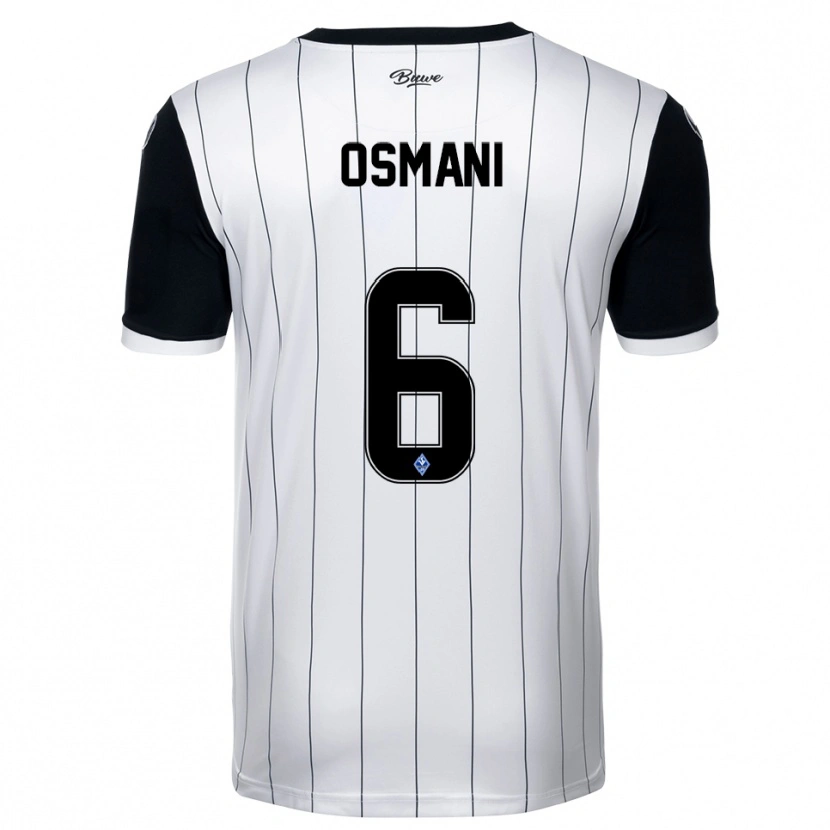 Danxen Mænd Samir Osmani #6 Hvid Sort Udebane Spillertrøjer 2025/26 Trøje T-Shirt