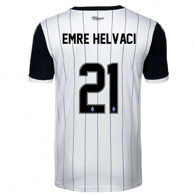 Danxen Mænd Faruk Emre Helvaci #21 Hvid Sort Udebane Spillertrøjer 2025/26 Trøje T-Shirt