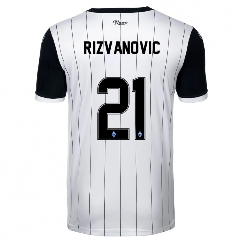 Danxen Mænd Adnan Rizvanovic #21 Hvid Sort Udebane Spillertrøjer 2025/26 Trøje T-Shirt