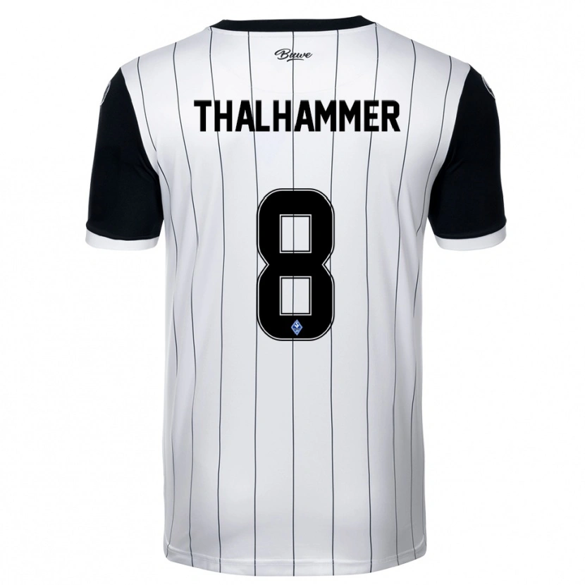 Danxen Mænd Maximilian Thalhammer #8 Hvid Sort Udebane Spillertrøjer 2025/26 Trøje T-Shirt