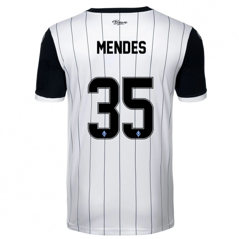 Danxen Mænd Djayson Mendes #35 Hvid Sort Udebane Spillertrøjer 2025/26 Trøje T-Shirt