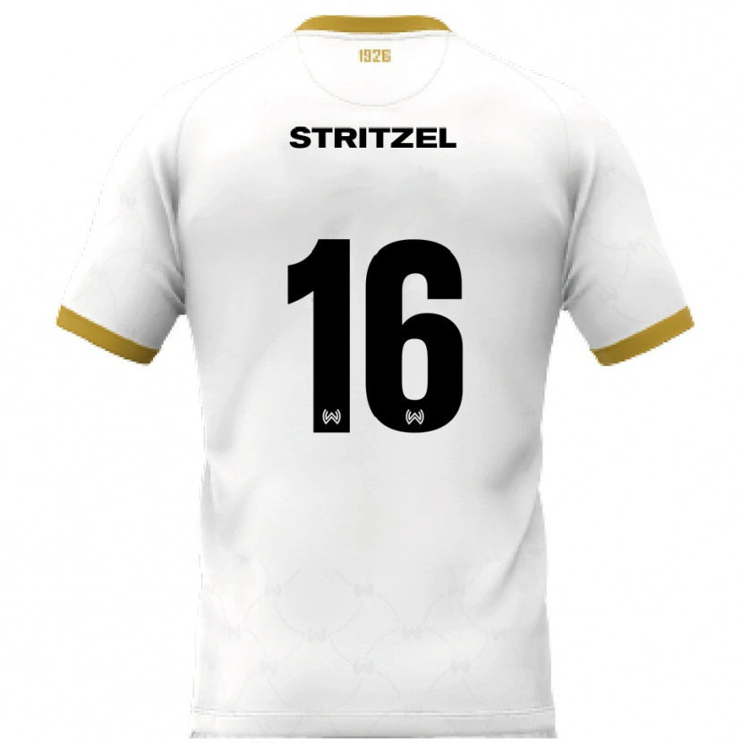 Danxen Mænd Florian Stritzel #16 Hvid Guld Udebane Spillertrøjer 2025/26 Trøje T-Shirt