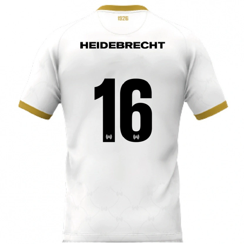 Danxen Mænd Elias Heidebrecht #16 Hvid Guld Udebane Spillertrøjer 2025/26 Trøje T-Shirt