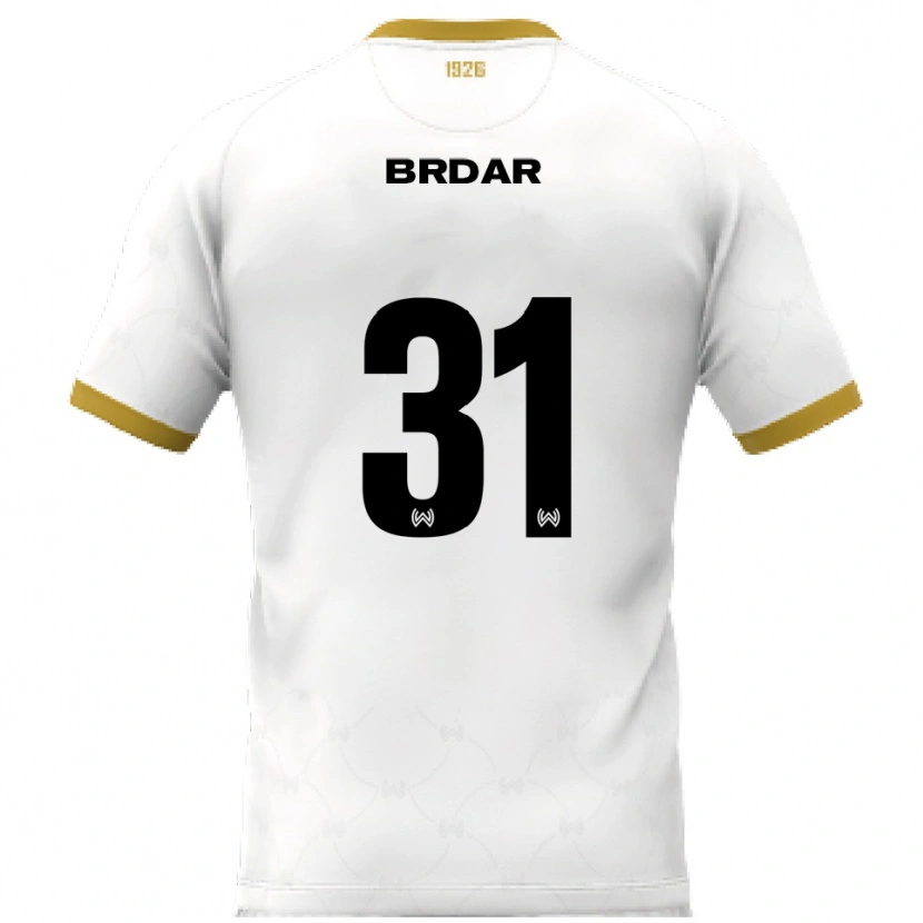 Danxen Mænd Noah Brdar #31 Hvid Guld Udebane Spillertrøjer 2025/26 Trøje T-Shirt