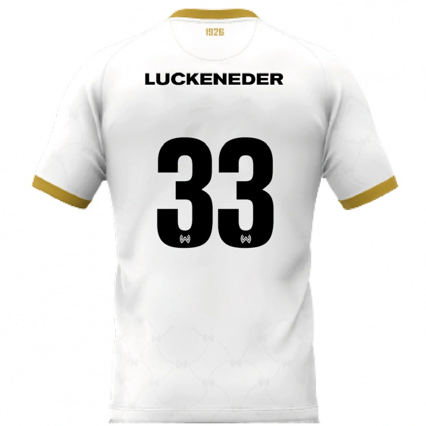 Danxen Mænd Felix Luckeneder #33 Hvid Guld Udebane Spillertrøjer 2025/26 Trøje T-Shirt