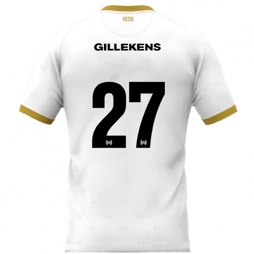 Danxen Mænd Jordy Gillekens #27 Hvid Guld Udebane Spillertrøjer 2025/26 Trøje T-Shirt