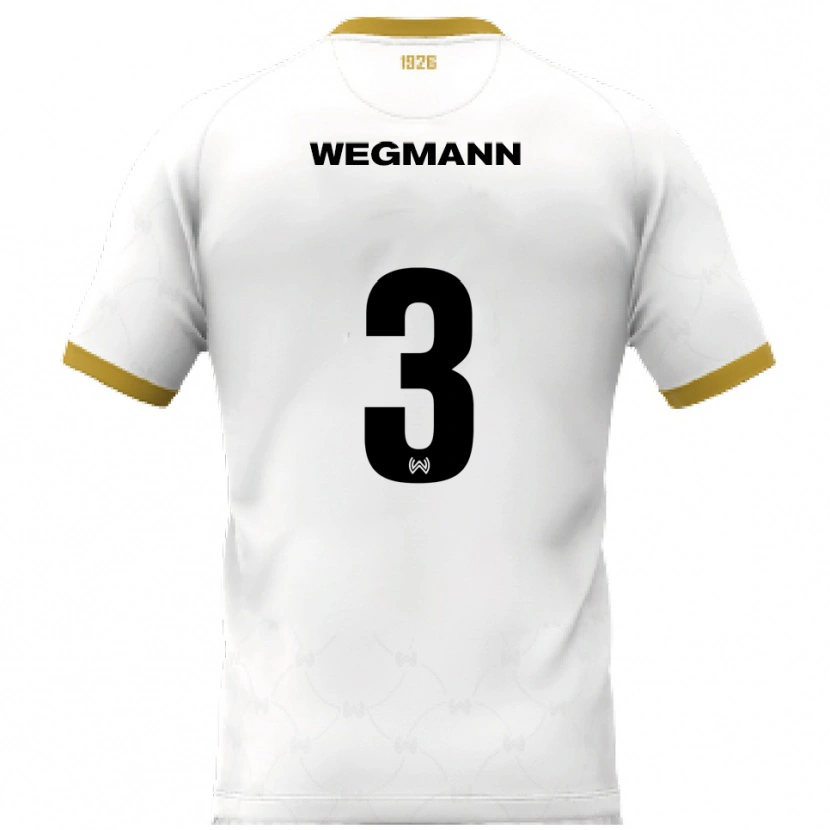 Danxen Mænd Marius Wegmann #3 Hvid Guld Udebane Spillertrøjer 2025/26 Trøje T-Shirt
