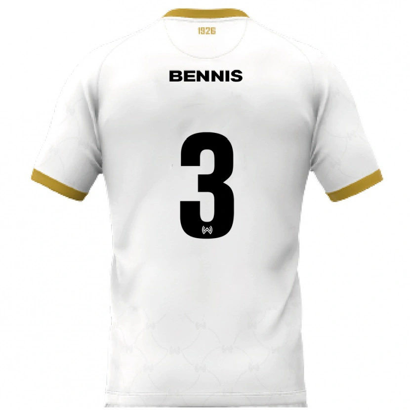 Danxen Mænd Amir Bennis #3 Hvid Guld Udebane Spillertrøjer 2025/26 Trøje T-Shirt