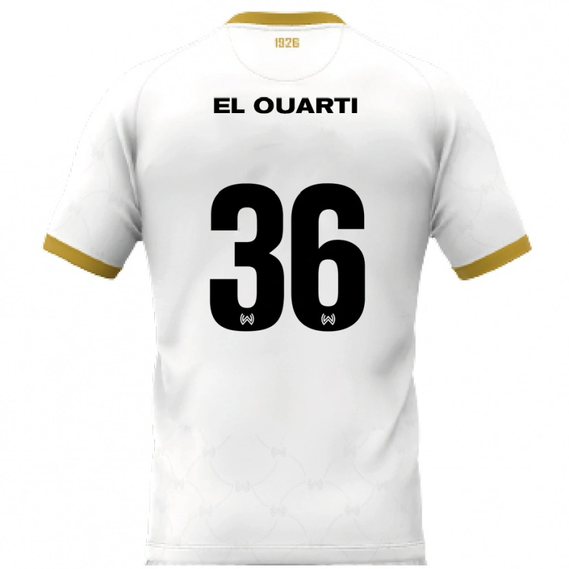 Danxen Mænd Nassim El Ouarti #36 Hvid Guld Udebane Spillertrøjer 2025/26 Trøje T-Shirt