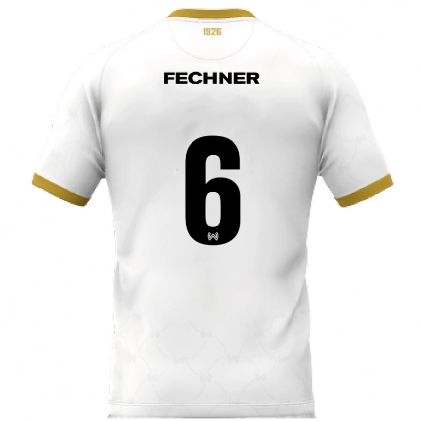 Danxen Mænd Gino Fechner #6 Hvid Guld Udebane Spillertrøjer 2025/26 Trøje T-Shirt