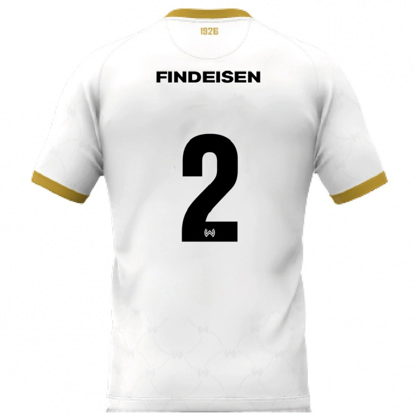 Danxen Mænd Edwin Findeisen #2 Hvid Guld Udebane Spillertrøjer 2025/26 Trøje T-Shirt
