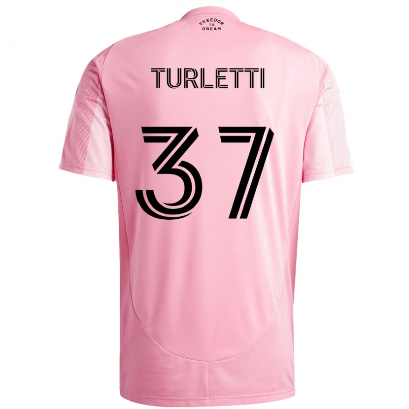 Danxen Børn Mateo Turletti #37 Sort Pink Hjemmebane Spillertrøjer 2025/26 Trøje T-Shirt