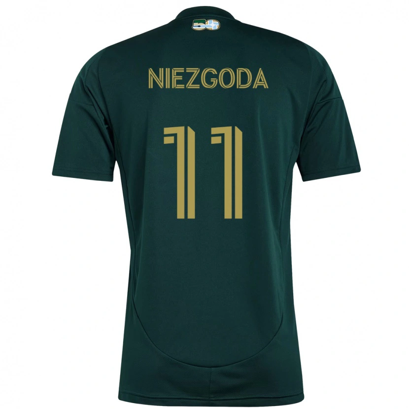 Danxen Børn Jaroslaw Niezgoda #11 Beige Grøn Hjemmebane Spillertrøjer 2025/26 Trøje T-Shirt