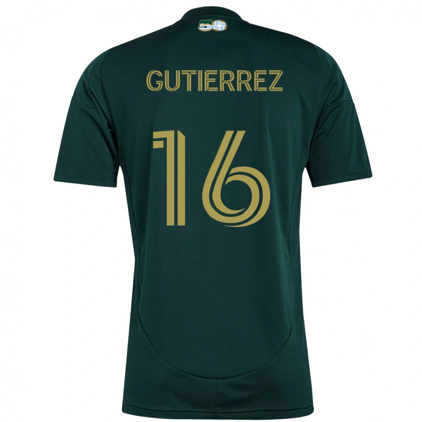 Danxen Børn Diego Gutiérrez #16 Beige Grøn Hjemmebane Spillertrøjer 2025/26 Trøje T-Shirt
