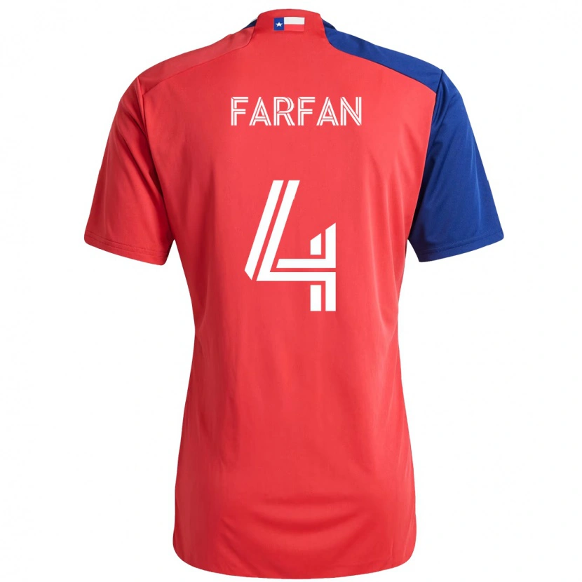 Danxen Børn Marco Farfán #4 Lyseblå Rød Hjemmebane Spillertrøjer 2025/26 Trøje T-Shirt