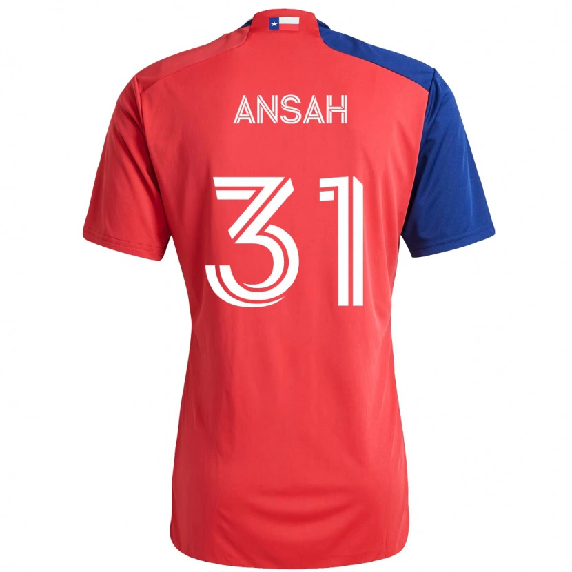Danxen Børn Eugene Ansah #31 Lyseblå Rød Hjemmebane Spillertrøjer 2025/26 Trøje T-Shirt