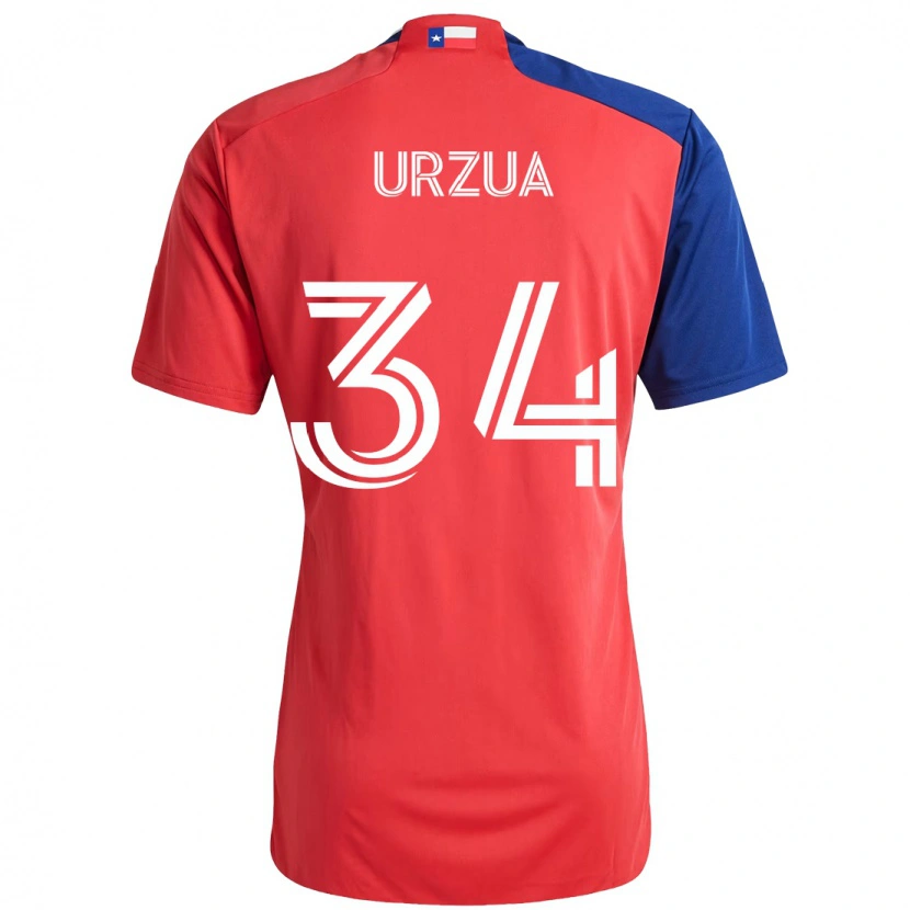 Danxen Børn Alejandro Urzua #34 Lyseblå Rød Hjemmebane Spillertrøjer 2025/26 Trøje T-Shirt