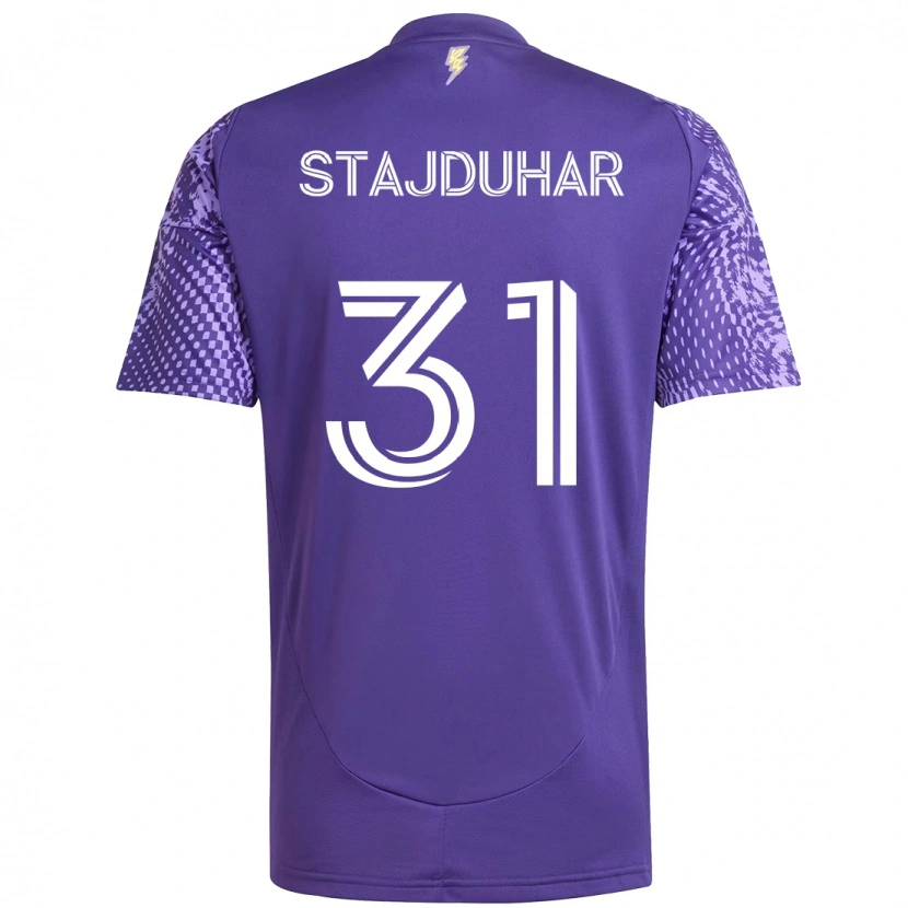 Danxen Børn Mason Stajduhar #31 Hvid Lilla Hjemmebane Spillertrøjer 2025/26 Trøje T-Shirt