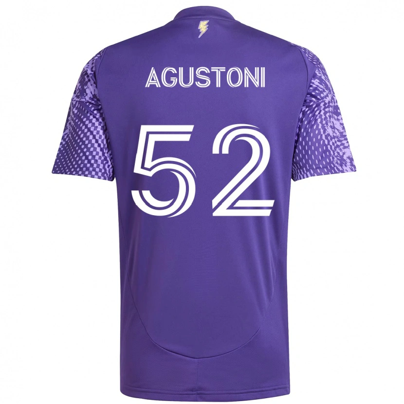 Danxen Børn Gonzalo Agustoni #52 Hvid Lilla Hjemmebane Spillertrøjer 2025/26 Trøje T-Shirt