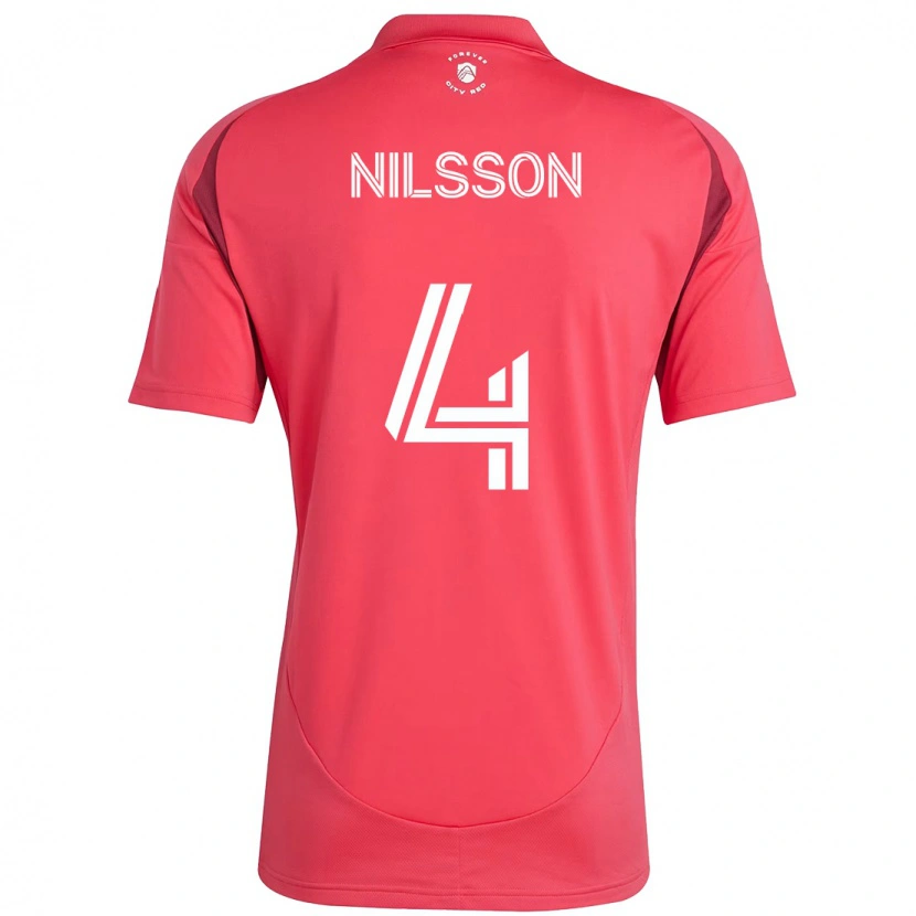 Danxen Børn Joakim Nilsson #4 Hvid Magenta Hjemmebane Spillertrøjer 2025/26 Trøje T-Shirt