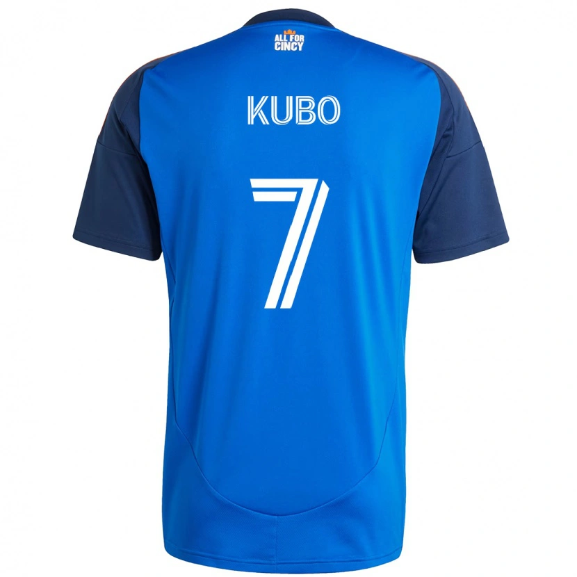 Danxen Børn Yuya Kubo #7 Hvid Blå Orange Hjemmebane Spillertrøjer 2025/26 Trøje T-Shirt