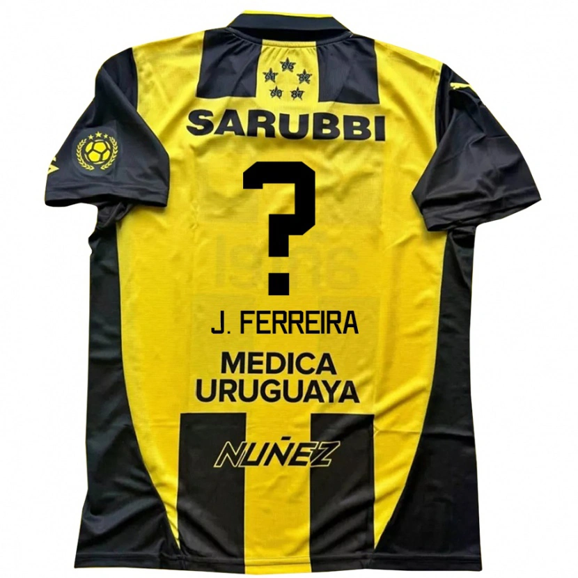 Danxen Børn Joaquín Ferreira #0 Sort Gul Hjemmebane Spillertrøjer 2025/26 Trøje T-Shirt