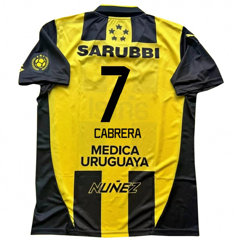 Danxen Børn Javier Cabrera #7 Sort Gul Hjemmebane Spillertrøjer 2025/26 Trøje T-Shirt