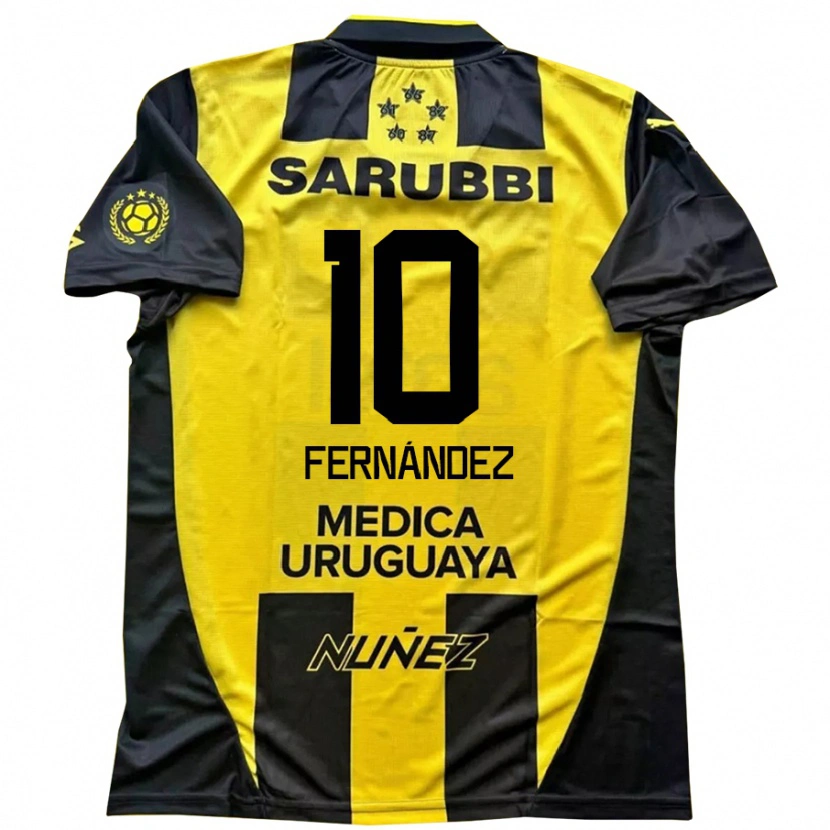 Danxen Børn Leonardo Fernández #10 Sort Gul Hjemmebane Spillertrøjer 2025/26 Trøje T-Shirt