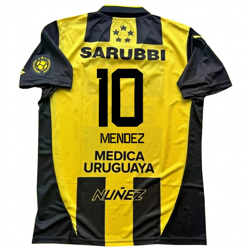 Danxen Børn Kevin Méndez #10 Sort Gul Hjemmebane Spillertrøjer 2025/26 Trøje T-Shirt