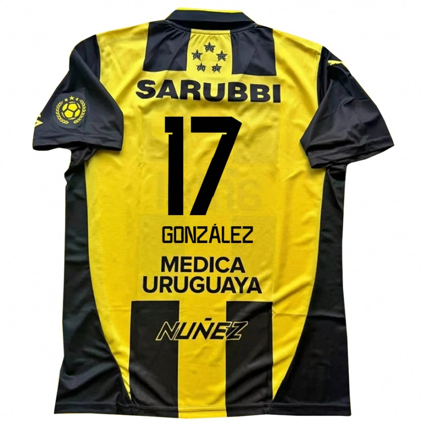 Danxen Børn Luciano González #17 Sort Gul Hjemmebane Spillertrøjer 2025/26 Trøje T-Shirt