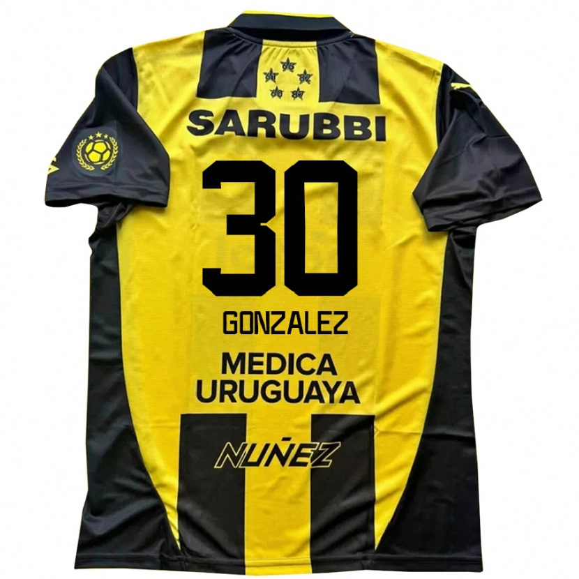 Danxen Børn Ángel González #30 Sort Gul Hjemmebane Spillertrøjer 2025/26 Trøje T-Shirt