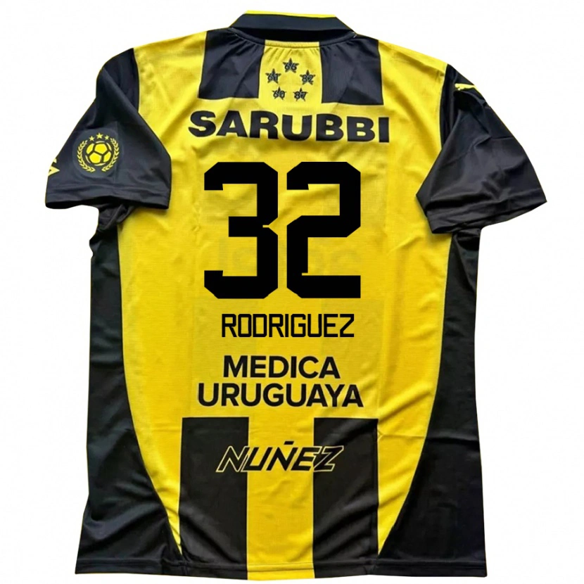 Danxen Børn Randall Rodríguez #32 Sort Gul Hjemmebane Spillertrøjer 2025/26 Trøje T-Shirt