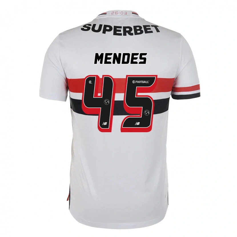 Danxen Børn Nathan Mendes #45 Sort Rød Hjemmebane Spillertrøjer 2025/26 Trøje T-Shirt