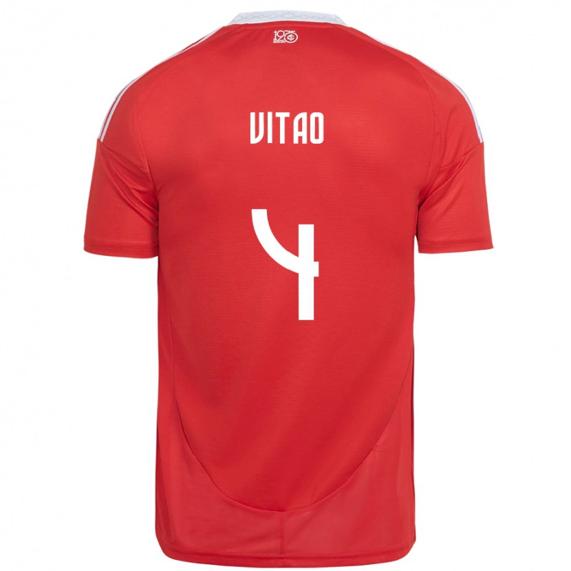 Danxen Børn Vitão #4 Hvid Rød Hjemmebane Spillertrøjer 2025/26 Trøje T-Shirt