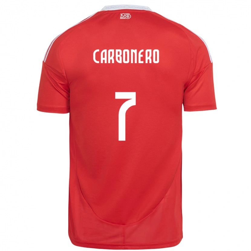 Danxen Børn Johan Carbonero #7 Hvid Rød Hjemmebane Spillertrøjer 2025/26 Trøje T-Shirt