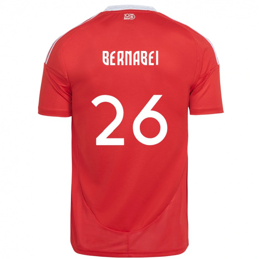 Danxen Børn Alexandro Bernabei #26 Hvid Rød Hjemmebane Spillertrøjer 2025/26 Trøje T-Shirt
