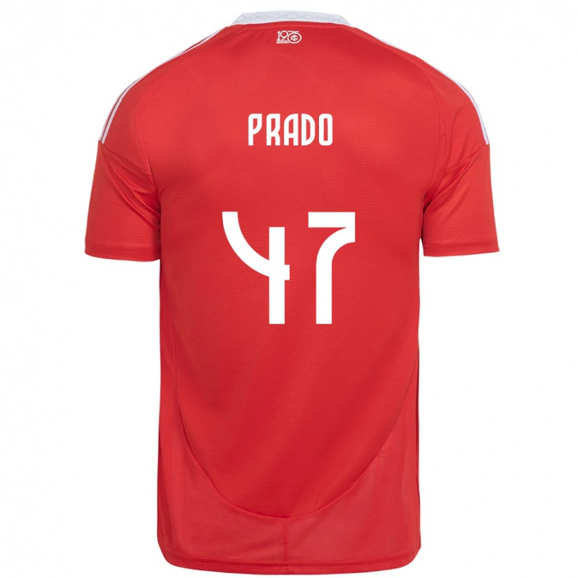 Danxen Børn Gustavo Prado #47 Hvid Rød Hjemmebane Spillertrøjer 2025/26 Trøje T-Shirt