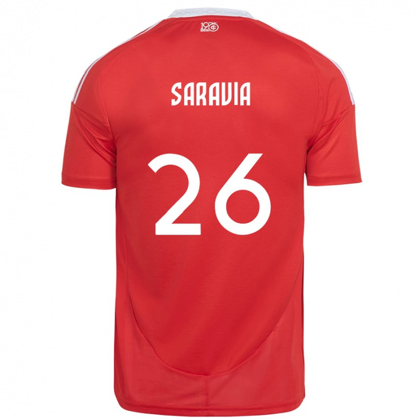 Danxen Børn Saravia #26 Hvid Rød Hjemmebane Spillertrøjer 2025/26 Trøje T-Shirt