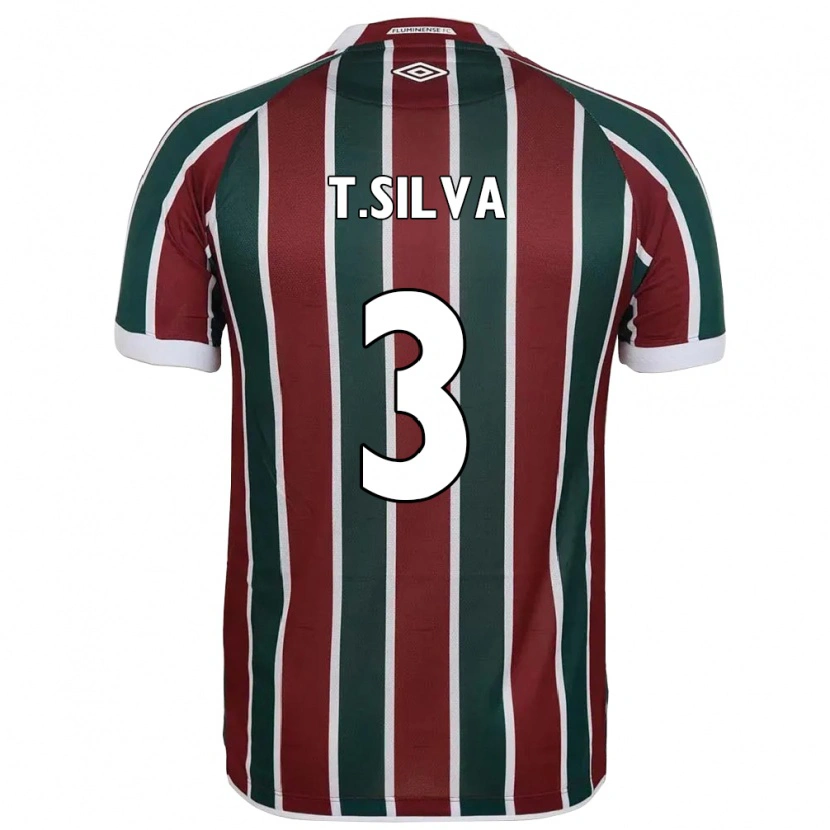 Danxen Børn Thiago Silva #3 Hvid Grøn Maroon Hjemmebane Spillertrøjer 2025/26 Trøje T-Shirt