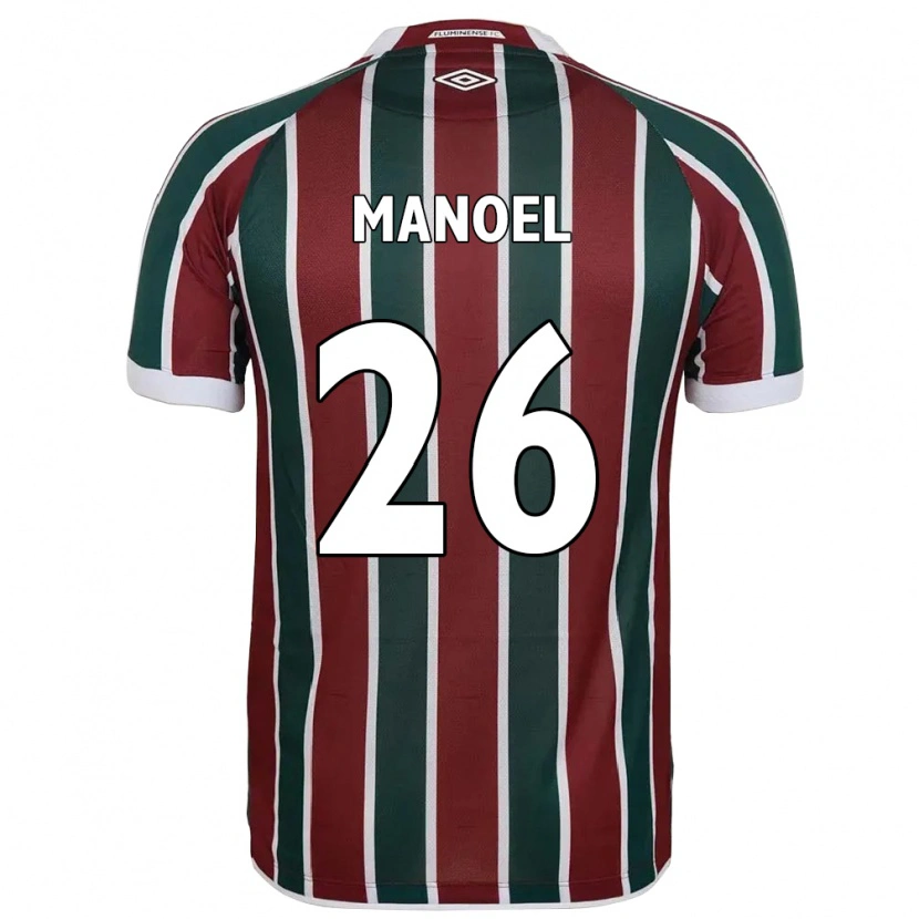 Danxen Børn Manoel #26 Hvid Grøn Maroon Hjemmebane Spillertrøjer 2025/26 Trøje T-Shirt