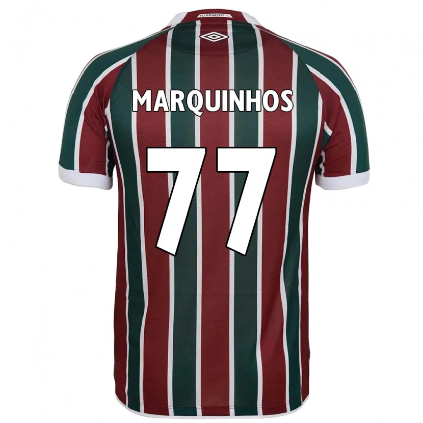 Danxen Børn Marquinhos #77 Hvid Grøn Maroon Hjemmebane Spillertrøjer 2025/26 Trøje T-Shirt