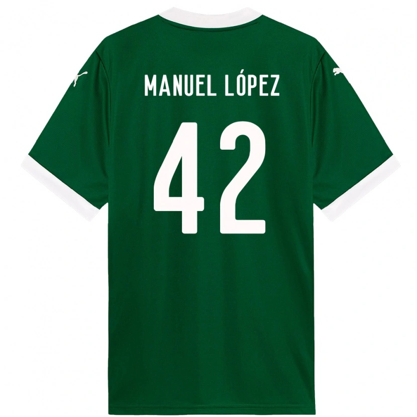 Danxen Børn José Manuel López #42 Hvid Grøn Hjemmebane Spillertrøjer 2025/26 Trøje T-Shirt