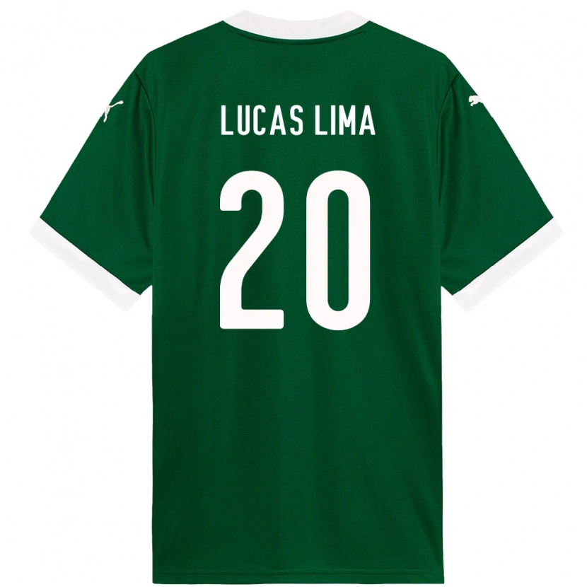 Danxen Børn Lucas Lima #20 Hvid Grøn Hjemmebane Spillertrøjer 2025/26 Trøje T-Shirt