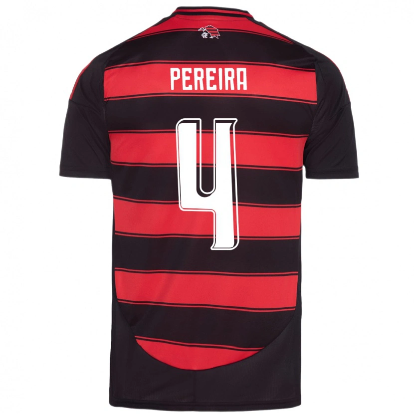 Danxen Børn Léo Pereira #4 Hvid Rød Hjemmebane Spillertrøjer 2025/26 Trøje T-Shirt