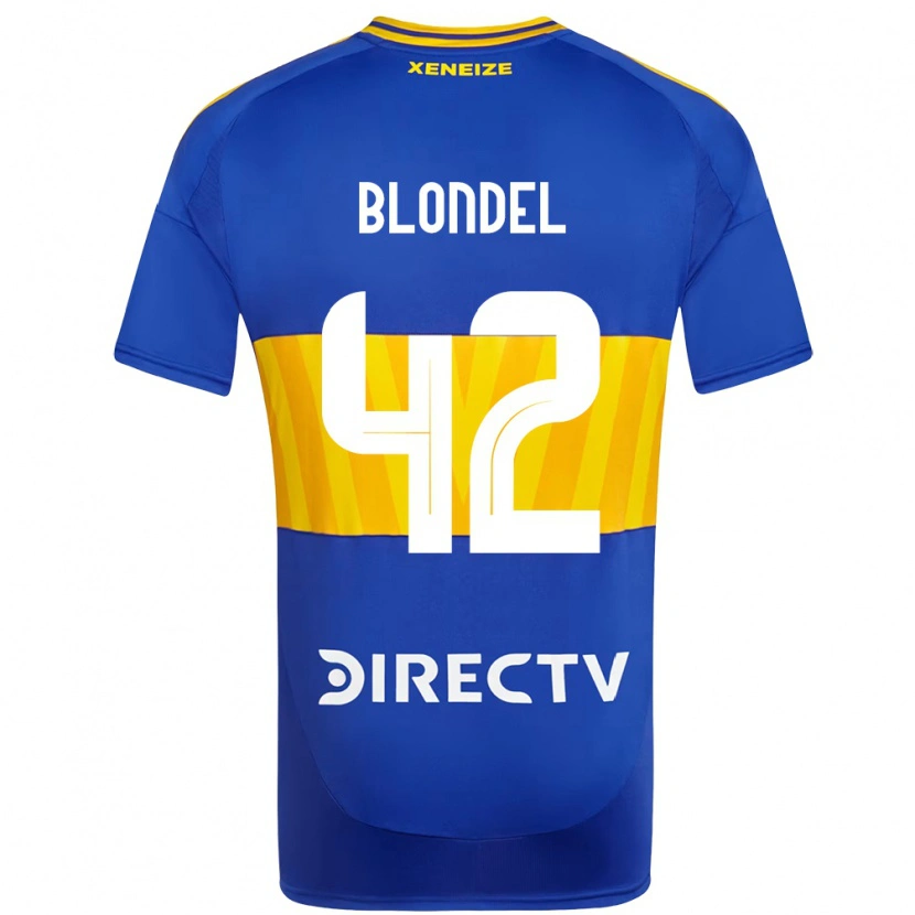 Danxen Børn Lucas Blondel #42 Hvid Blå Hjemmebane Spillertrøjer 2025/26 Trøje T-Shirt