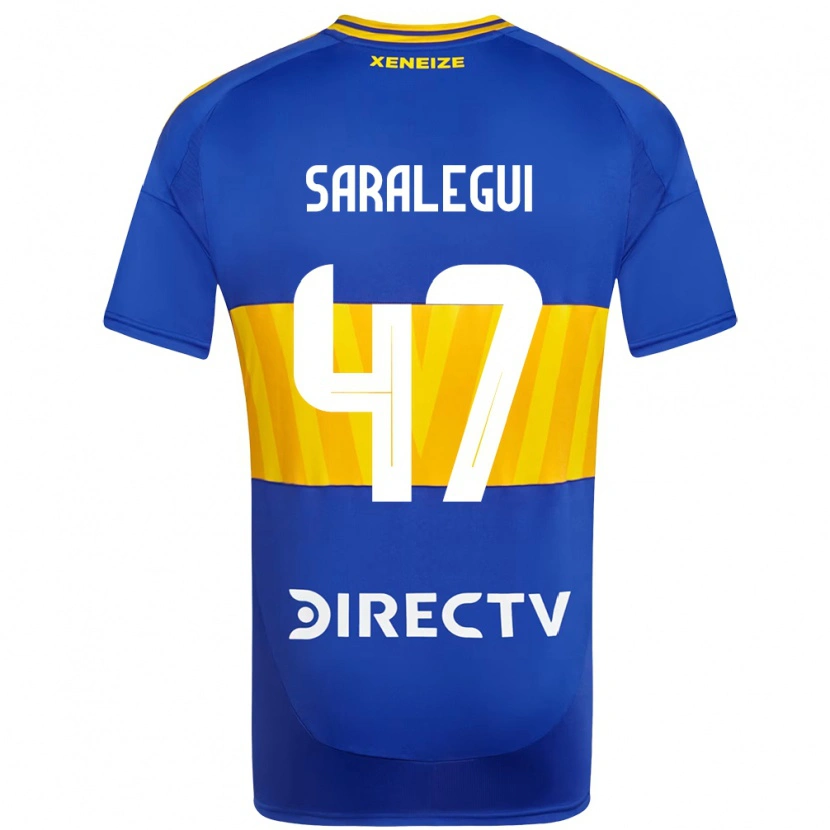 Danxen Børn Jabes Saralegui #47 Hvid Blå Hjemmebane Spillertrøjer 2025/26 Trøje T-Shirt