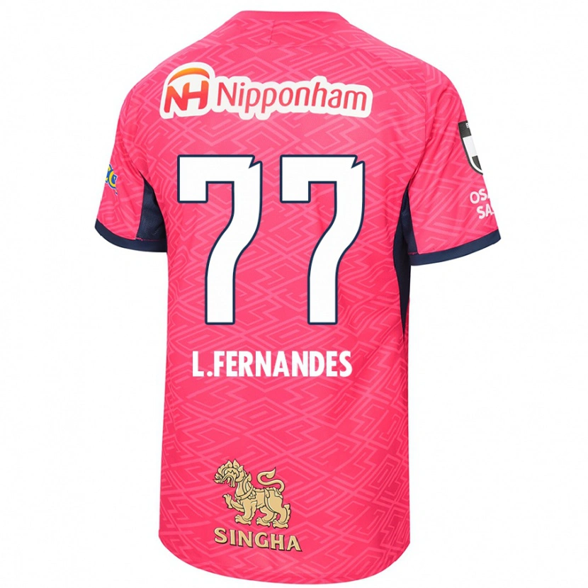 Danxen Børn Lucas Fernandes #77 Hvid Sakura Pink Hjemmebane Spillertrøjer 2025/26 Trøje T-Shirt
